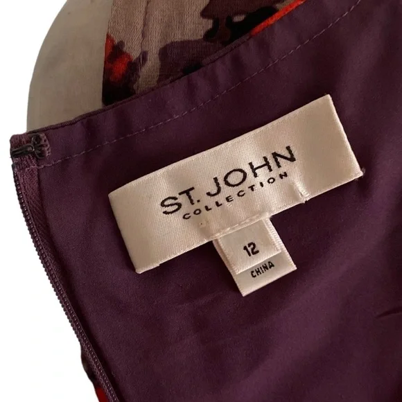 St John Floral Sleeveless Dress - Orange and Black - Picture 4 of 5